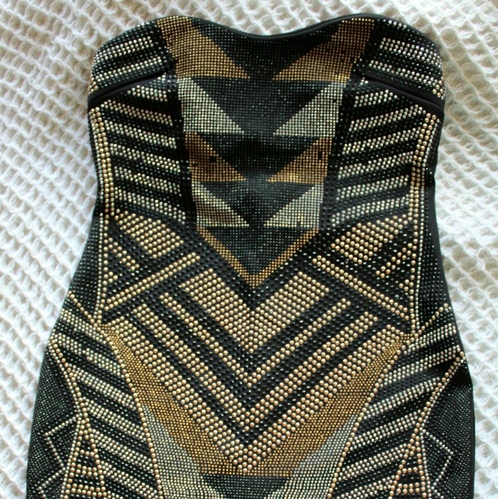 Black & gold Crystal Doll mini dress